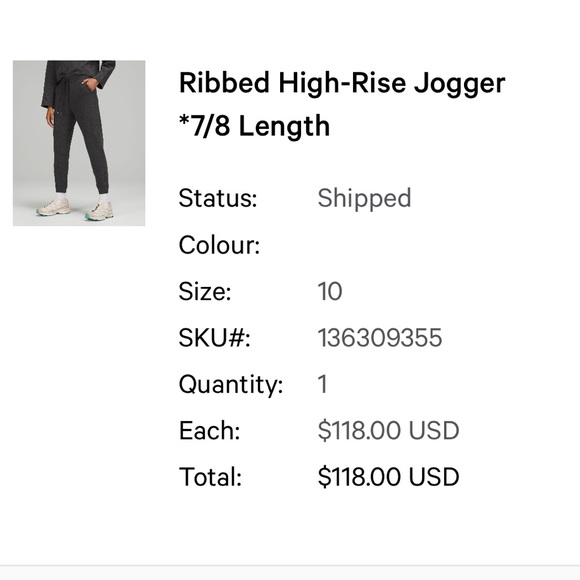 Lululemon Ribbed High Rise Joggers *7/8 Length - Picture 12 of 12